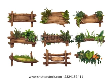 set jungle board in cartoon style for video game isolated on white background Royalty-Free Stock Photo #2324153411