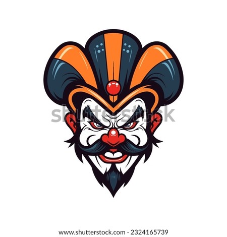 Expressive clown head logo design illustration, capturing the whimsical charm and playful spirit in a unique and captivating way