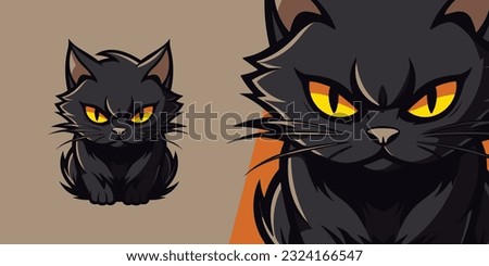 Cute Black Cat Head Logo Mascot: Illustration Vector for Sport and E-Sport Teams