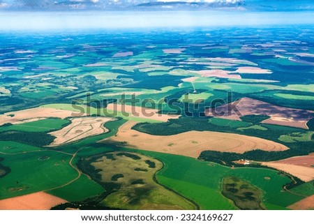 Aerial view of farms in Paraguay. Royalty-Free Stock Photo #2324169627