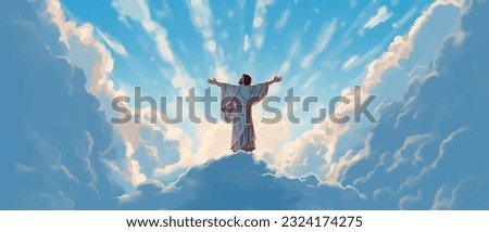 Biblical vector illustration series, Pentecost also called Whit Sunday, Whitsunday or Whitsun. It commemorates the descent of the Holy Spirit upon the Apostles and other followers of Jesus Christ Royalty-Free Stock Photo #2324174275
