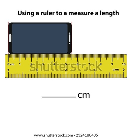 Measuring length in centimeters with the ruler. Education developing worksheet. Game for kids. Puzzle for children. Vector illustration. cartoon style.