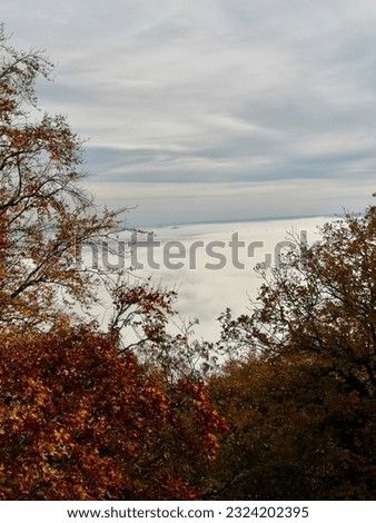 view of the landscape in the fog from Kyffhäuser monument


