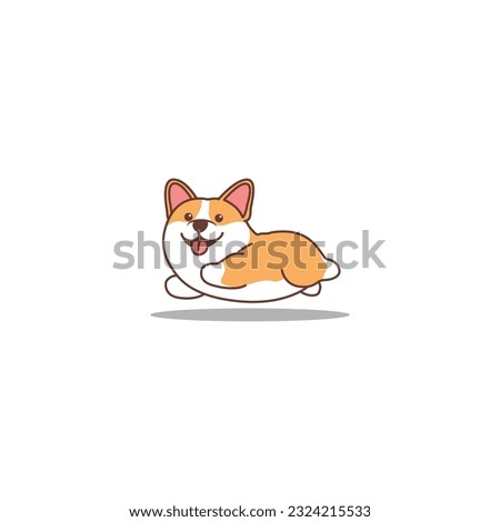 Cute corgi dog running cartoon, vector illustration Royalty-Free Stock Photo #2324215533