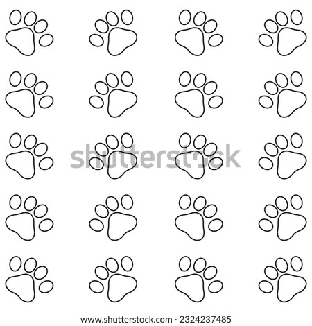 Pattern of animal paws silhouettes on white background