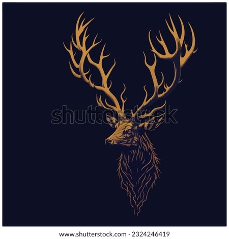 deer vector image illustration with dark background