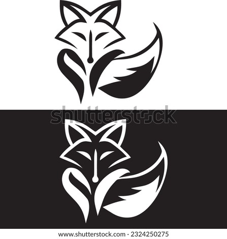 Fox logos and icons concepts in black and white in vector art