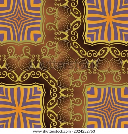 Seamless illustrated pattern made of abstract elements in beige, orange and brown
