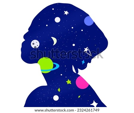 woman with dreams in the universe can be illustrated or background in works related to the universe