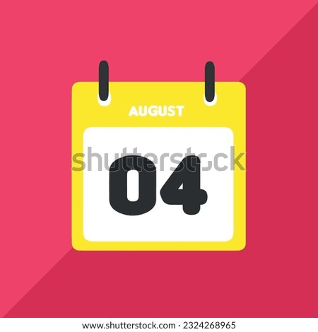 august 04 vector icon calendar Date, day and month Vector illustration, colorful background.