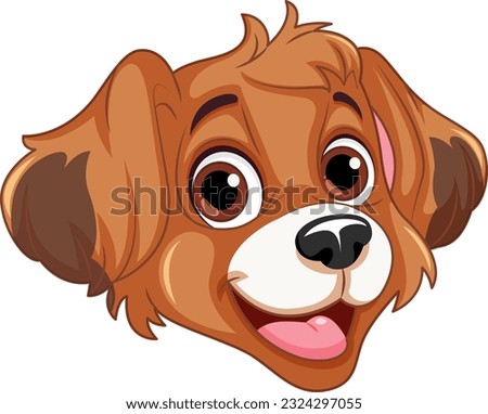 Cheerful Dog Face in Cartoon Style illustration