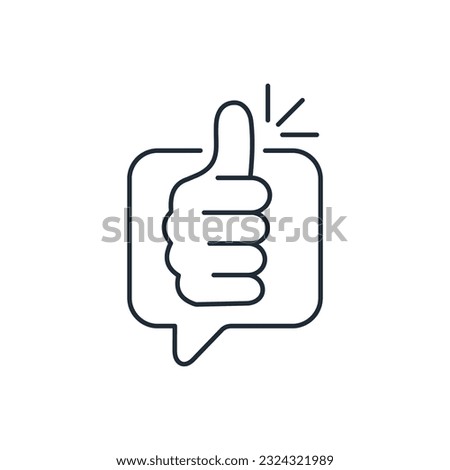 Сommendable feedback, testimonials review  quality. Сoncept of happy  from grateful person or customer . Vector linear icon isolated on white background. Royalty-Free Stock Photo #2324321989