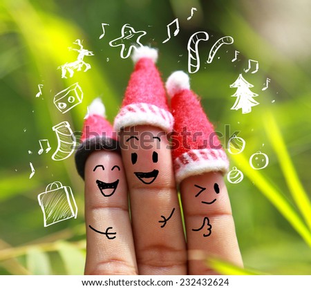 Christmas background with human finger concept