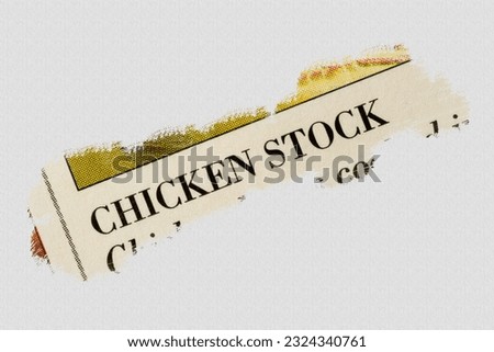 Chicken Stock recipe title for a dish main course with ingredients with overlay
