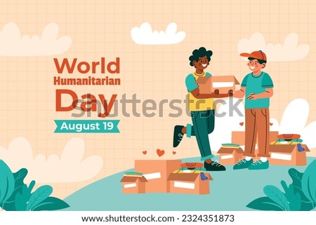World Humanitarian Day Celebration. August 19. vector illustration. poster, banner, card, flyer. charity event. humanitarian day awareness. international humanitarian day background. August 19th.