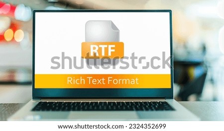 Laptop computer displaying the icon of RTF file