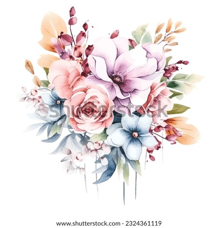 Watercolor Fairy Floral Arrangements - Soft Pastel Clipart Collection