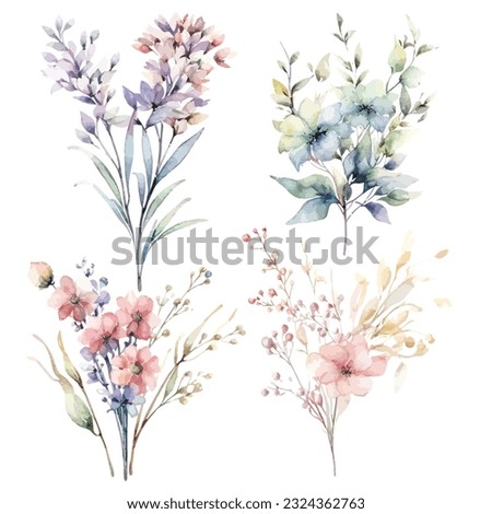 Dreamy Fairy Floral Arrangements in Watercolor - Soft Pastel Clipart
