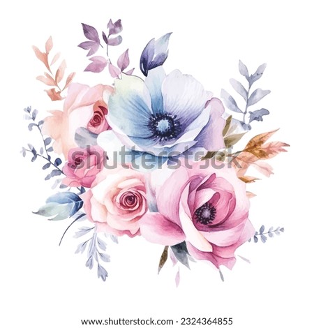 Gentle Watercolor Fairy Florals - White Background Clipart Set