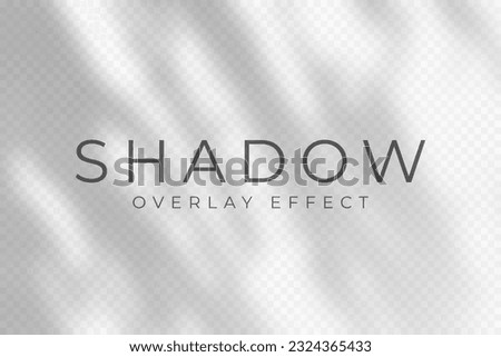 Shadow overlay effect. Transparent soft light and shadows from plant branches, leaves and foliage. Mockup of abstract transparent shadow overlay effect and natural lightning scene. Vector Royalty-Free Stock Photo #2324365433