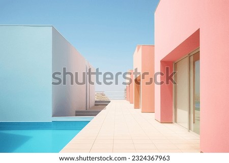 Pastel color building aesthetic background Royalty-Free Stock Photo #2324367963