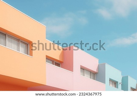 Pastel color building aesthetic background Royalty-Free Stock Photo #2324367975