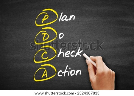 PDCA - Plan Do Check Action, acronym business concept on blackboard