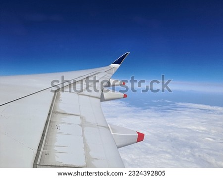 The shape of the wings determines how fast and high the plane can fly. Wings are called airfoils. Royalty-Free Stock Photo #2324392805