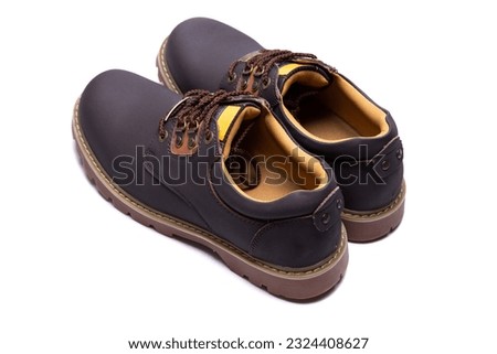 Men's casual work boots on a white Isolate background