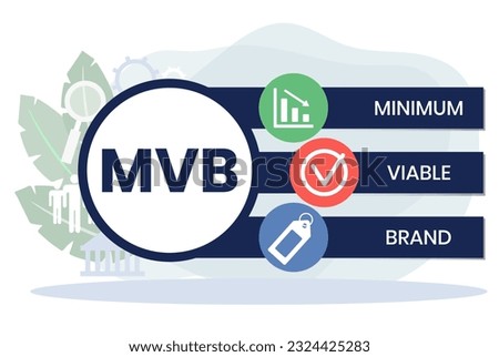 MVB - Minimum Viable Brand acronym. business concept background. vector illustration concept with keywords and icons. lettering illustration with icons for web banner, flyer Royalty-Free Stock Photo #2324425283