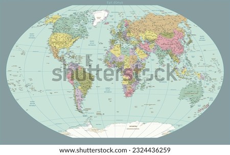 World Map Political Turkish Language Version Winkel-Tripel projection