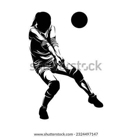 Silhouette woman volleyball player vector illustration on white background.