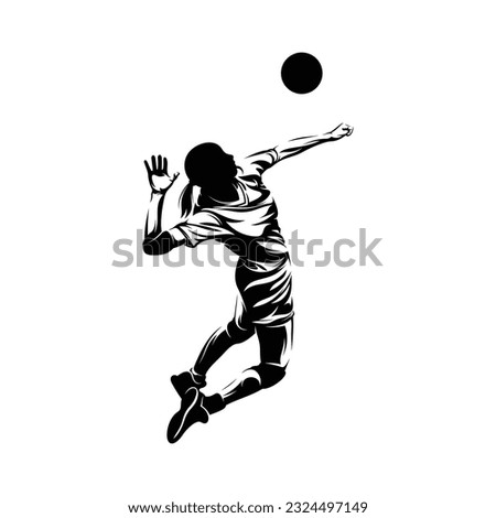 Silhouette woman volleyball player vector illustration on white background.