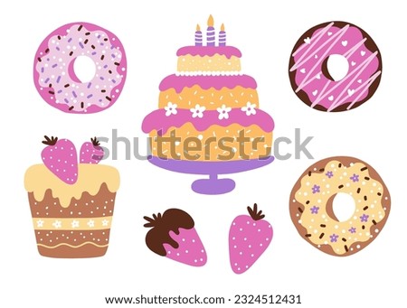 Happy Birthday sweets illustration set