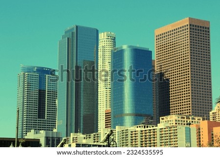 Los Angeles, California. City skyline view. Retro style vintage filter photo.