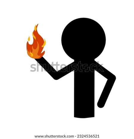 illustration of someone whose hand is on fire or it can be interpreted as someone who has the power to emit fire