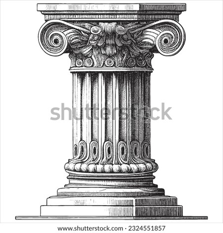 Hand Drawn Engraving Pen and Ink Greek Column Vintage Vector Illustration Royalty-Free Stock Photo #2324551857
