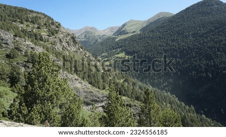Mountain landscape and nature in the Tibetan bridge of Canillo the Pyrenees of Andorra