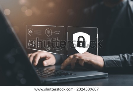 Internet security concept, Cybersecurity, Firewall, and Data Protection. User information privacy, Antivirus, Network security and Encryption, Secure internet access Future technology and cybernetics. Royalty-Free Stock Photo #2324589687