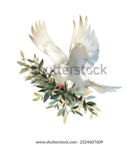 Watercolor dove of peace watercolor for celebration design. Vector illustration design. Holiday card design. Royalty-Free Stock Photo #2324607609