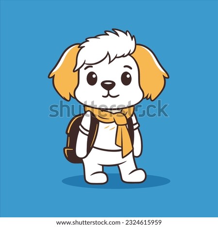 Cute dog with backpack, cartoon style. Perfect for back to school theme.