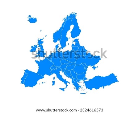Blue Europe map on a white background in flat style. Vector illustration Royalty-Free Stock Photo #2324616573