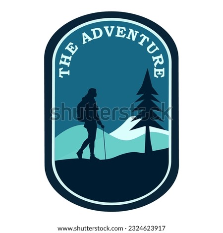 Adventure logo with dark blue design. Hiking Club Expedition Logo Design. Royalty-Free Stock Photo #2324623917