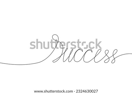 Vector handwriting word success. Hand drawn one continuous line.