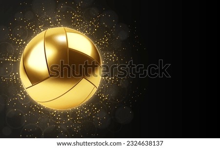 Gold volleyball ball on glowing black background. EPS10 vector