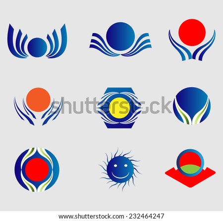 Sun logo Icons element Set 