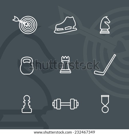 Sport - design elements collection. Set of linear icons.