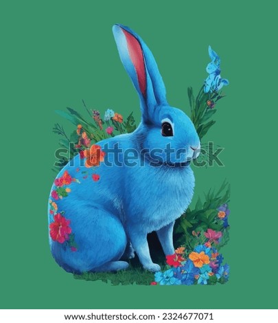 Free vector a rabbit animal cartoon sticker for all side usiging.