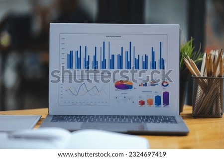 Analytics Data Financial On Laptop  Concept.