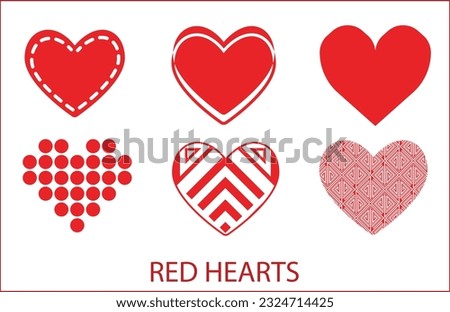 Red heart vector collection icon, Valentine love symbol vector. red Hearts set isolated on a white background. Vector hand drawn symbols for love, wedding, Valentine's Day, or other romantic designs.